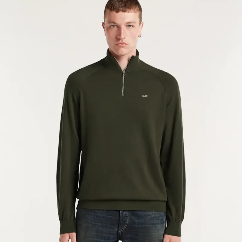 Denham Scissor Raglan Half Zip LLB Deep Green
