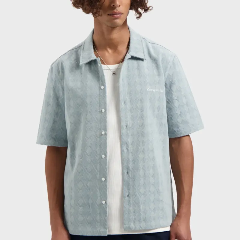 Law Of The Sea Saltern Denim Jacquard Shirt Light Blue