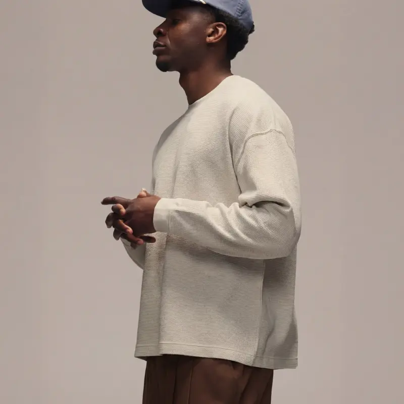 Sixth Bloom House Waffle Long Sleeve Grey Marl MD-104