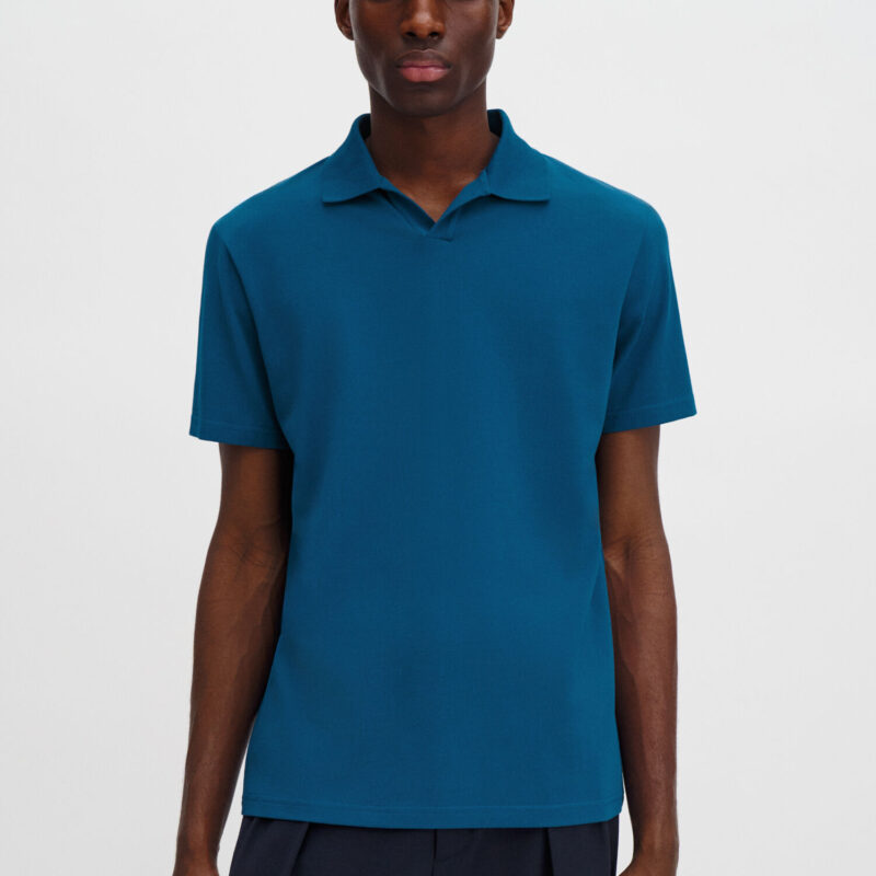 Filippa K Stretch Cotton Polo T-Shirt Night Teal