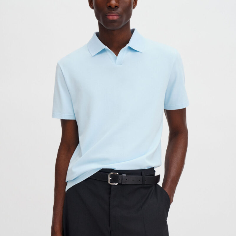 Filippa K Stretch Cotton Polo T-Shirt Frost Blue