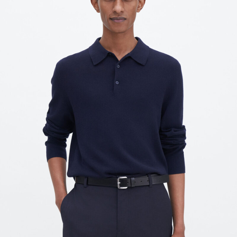 Filippa K Knitted Polo Shirt Navy