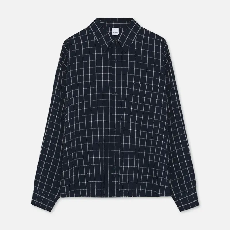 Won Hundred Maza Check Shirt Navy