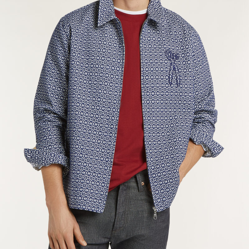 Denham Patchy Zip Overshirt - Navy Blazer