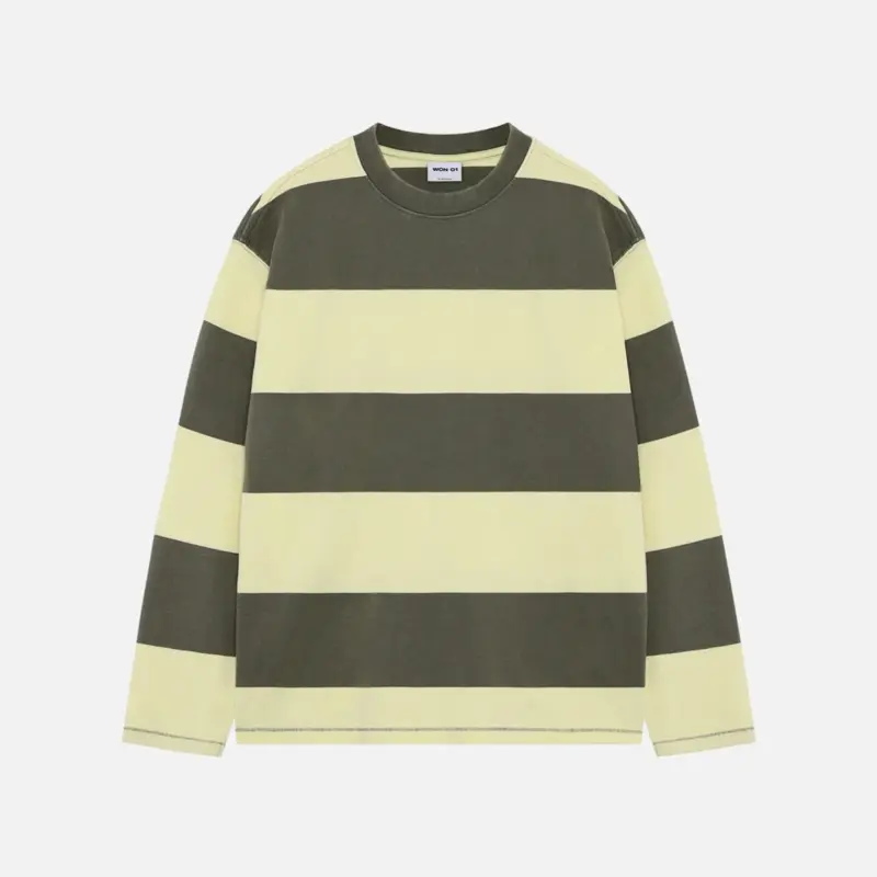 Won Hundred Staff Boxy Striped LS Beetle Green
