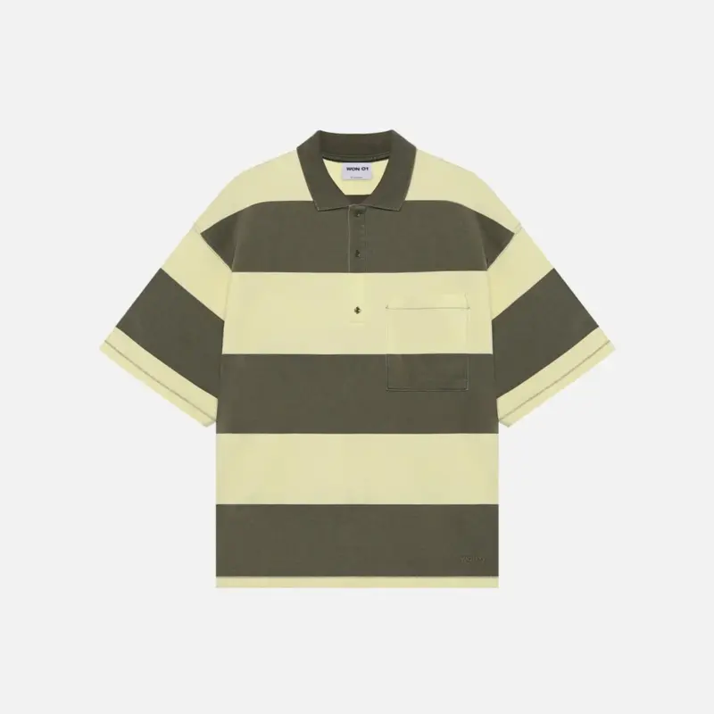Won Hundred Topper Striped Polo Beetle Green