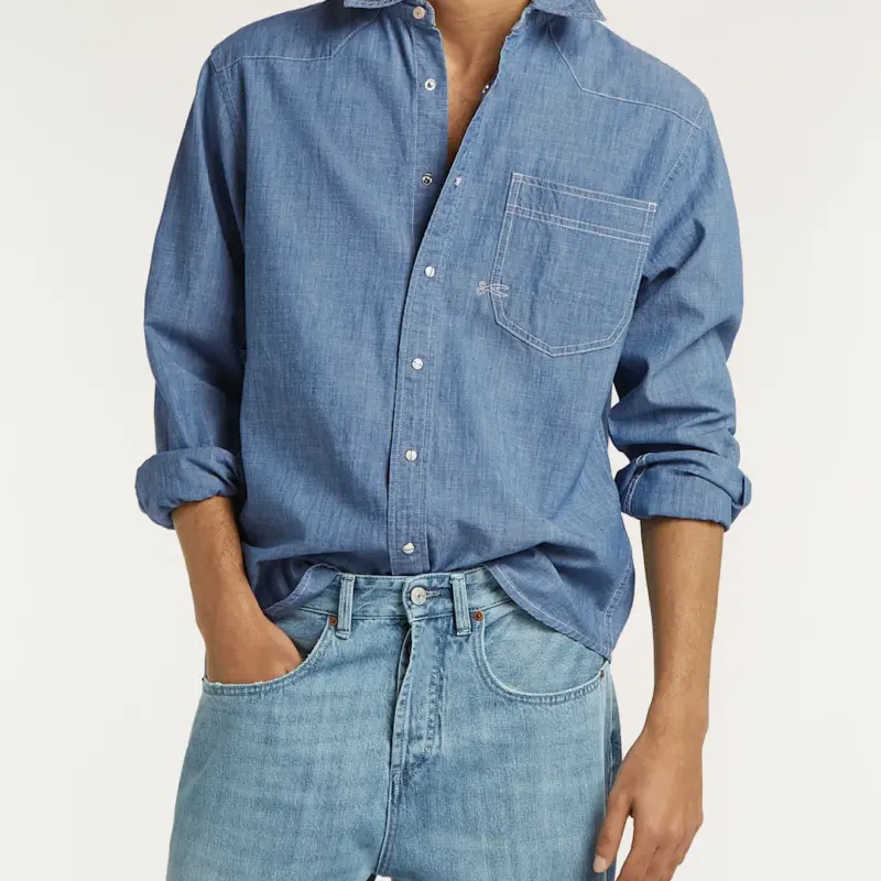 Denham Western Shirt CH Light Blue