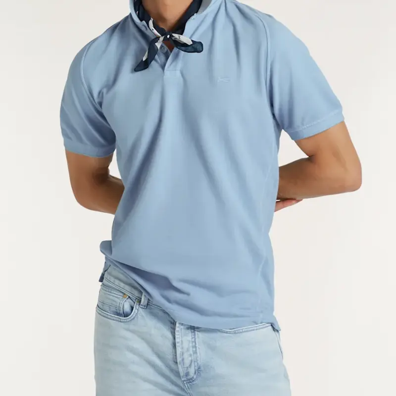 DENHAM Brian Raglan Polo SPGD Blue Fog