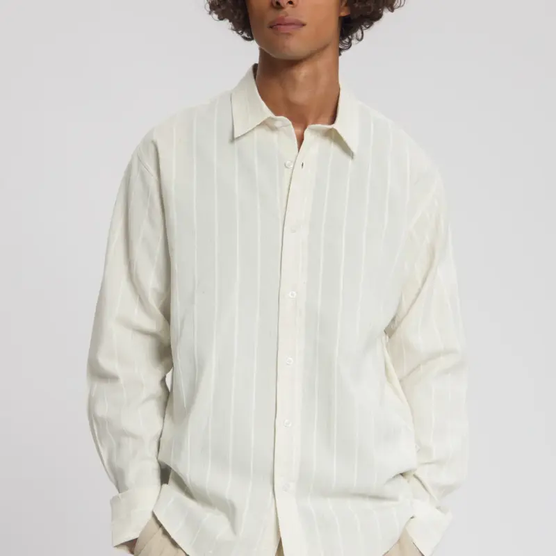Law Of The Sea Serene Striped Dobby Shirt 901 Coconut Milk