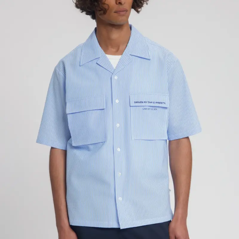 Law Of The Sea Coralyn Seersucker Striped Shirt 311 Nantucket Breeze